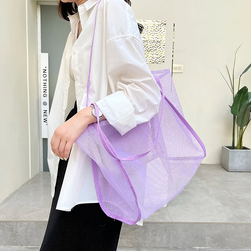 Women's Mesh Tote Bag for Beach & Shopping