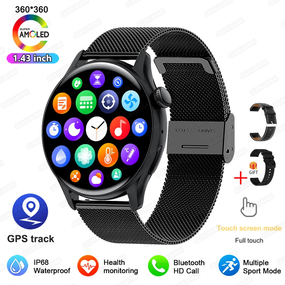 2026 New Lady Fashion Smart Watch women AMOLED HD Screen GPS Sport Heart Rate Bluetooth Call Waterproof Outdoor Smartwatch Women