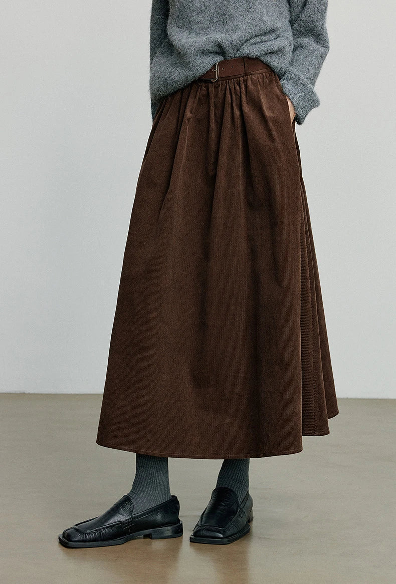 Toyouth Corduroy Ankle-Length A-Line Skirt | Autumn 2025