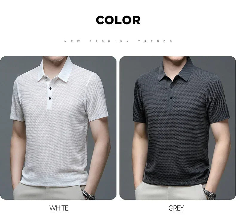 Men's Ice Silk Polo Shirt – Breathable Smart Casual Tee