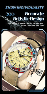 POEDAGAR Original Business Man Wristwatch Waterproof Luminous Date Week Casual Watch For Men Quartz Leather Luxury Fashion Men's Watches Reloj