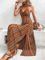 Boho Ethnic Frill Trim Maxi Dress