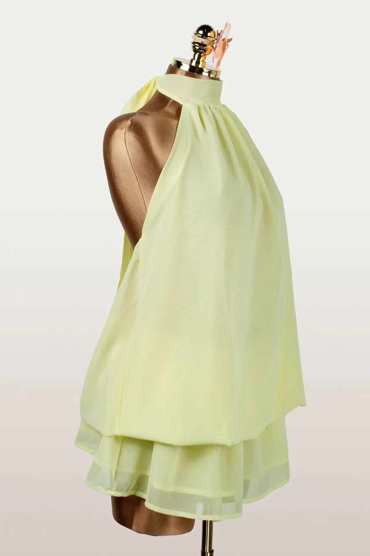 Women's High-Neck Sleeveless Layered Chiffon Mini Dress