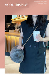 Gray Cat bag Messenger Bag versatile small and cute, fashionable bag Women's Cross bag autumn and winter design
