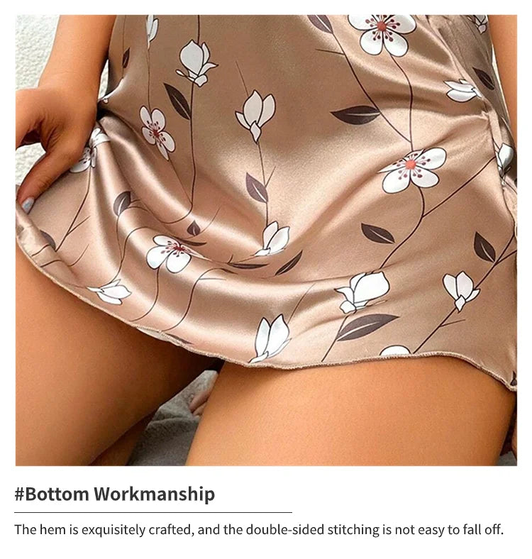 Elegant Floral Satin Nightdress