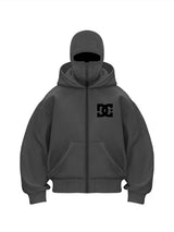 Double-Hood Balaclava Half-Zip Fleece Hoodie