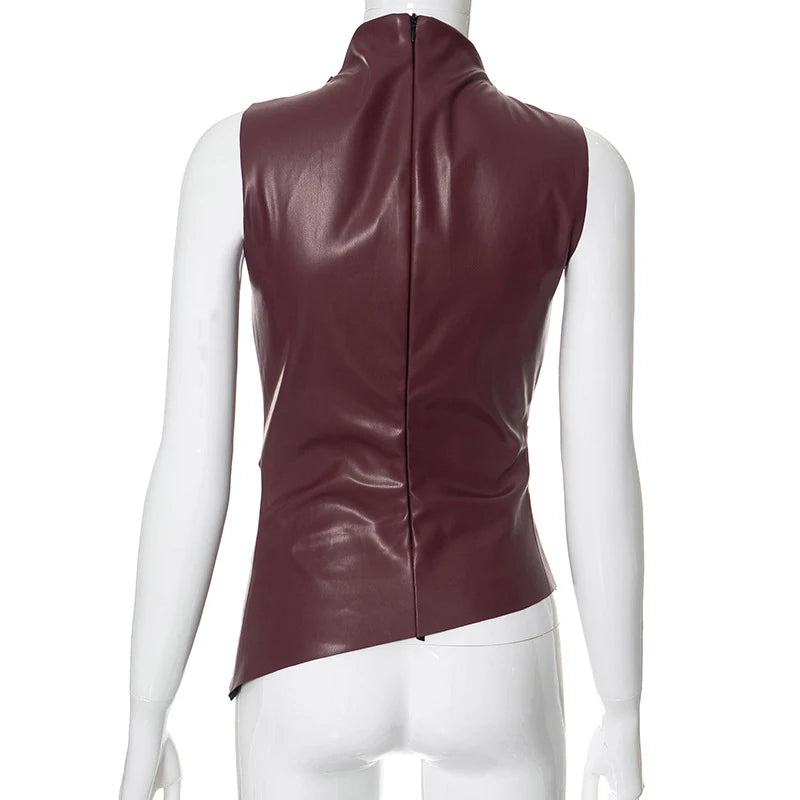 Y2K Vintage PU Leather Tank Top