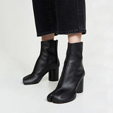 Luxury Leather Tabi Split Toe Ankle Boots - Women's High Heel