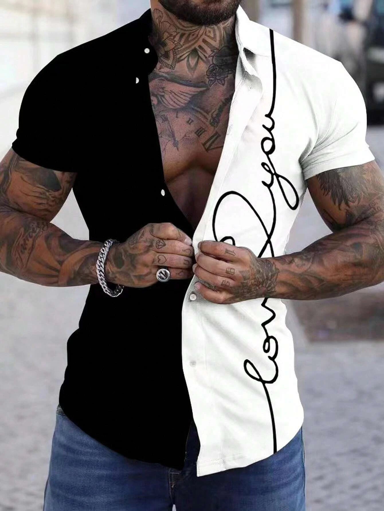 Men’s Summer 3D Graffiti Blossom Shirt