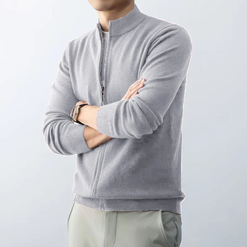 Slim Fit Zipper Cardigan – Premium USA-Made Knit Sweater