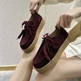 AIYUQI Women's Suede Leather Platform Loafers – British Style