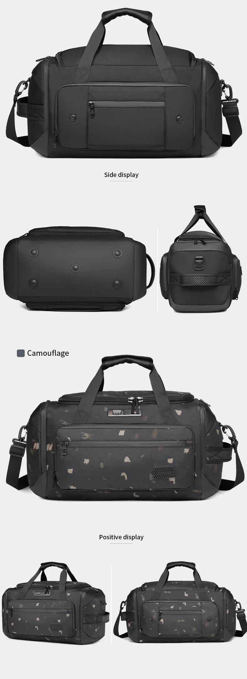 OZUKO Waterproof Bag Bagsmart Handbags Large Capacity Carry On Luggage Bags Men Business Duffel Shoulder Outdoor Tote Weekend