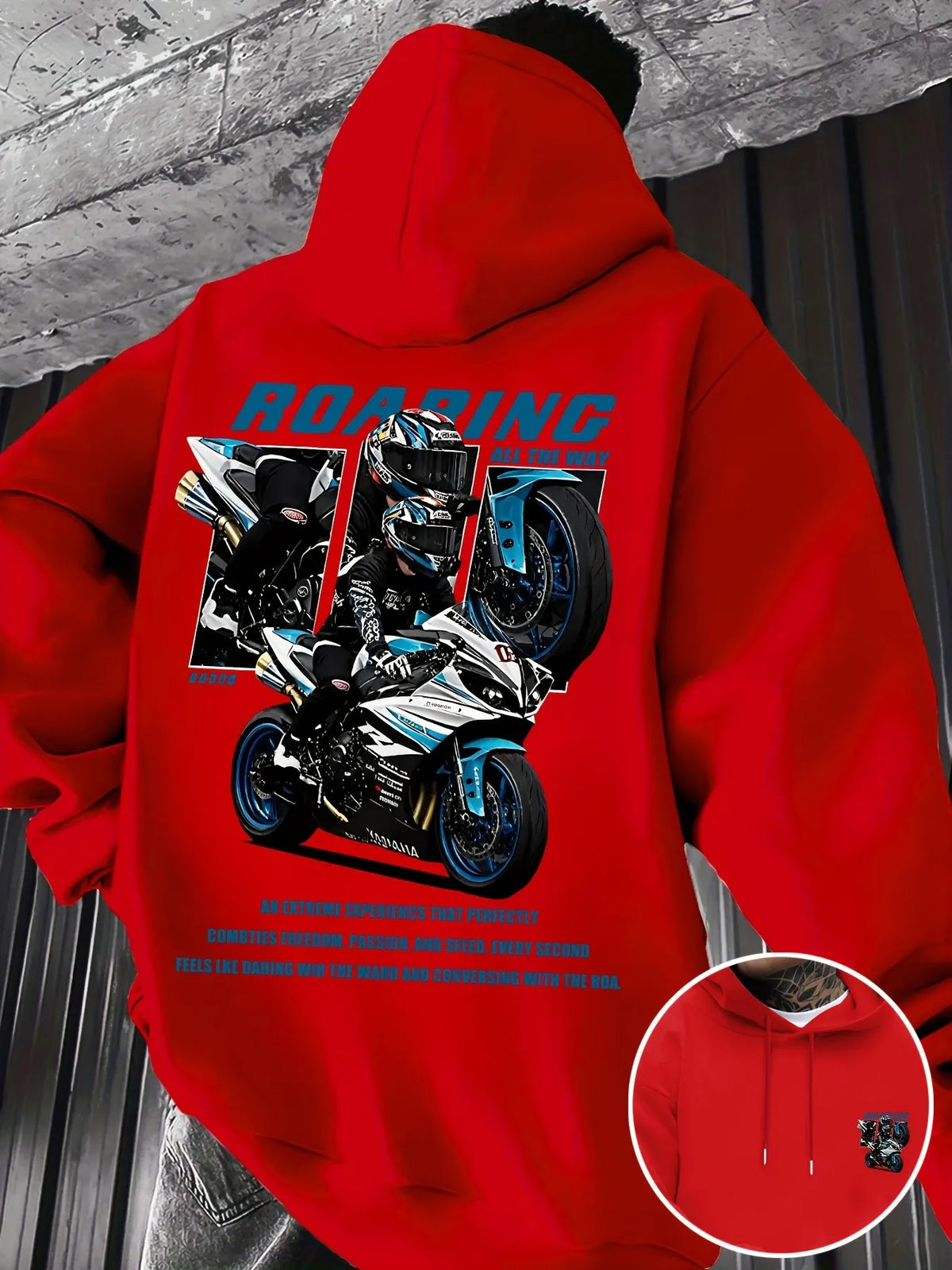 2026 Autumn/Winter New Style Street Casual Simple Fashion Comfortable 3D Motorcycle Pattern Printed Men's Hooded Sweatshirt