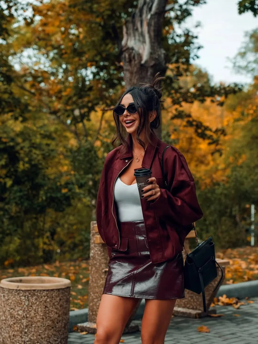 YENKYE New 2025 Women Suede Textured Bomber Jacket Long Sleeve Lapel Collar Loose Coats Casual Female Outerwear Chic Tops
