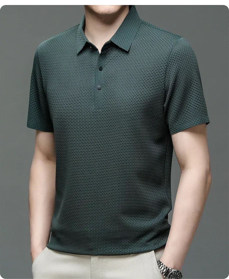 Men's Ice Silk Polo Shirt – Breathable Smart Casual Tee
