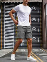 Big Pocket Men's Shorts Casual Work Cool Pants with Point Loose Fit Clothing Waist Sports Male Outfit Shorts