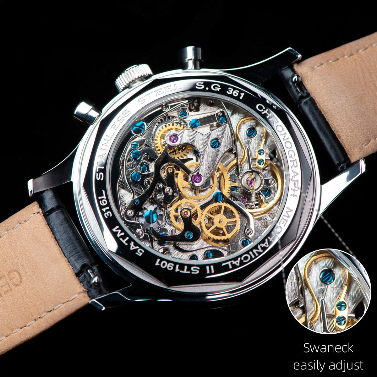 Sugess 40mm Men Army Watch 1963 Pilot Mechanical Panda Wristwatches Sapphire Air Force Chronograph Original ST1901 Movement Gift