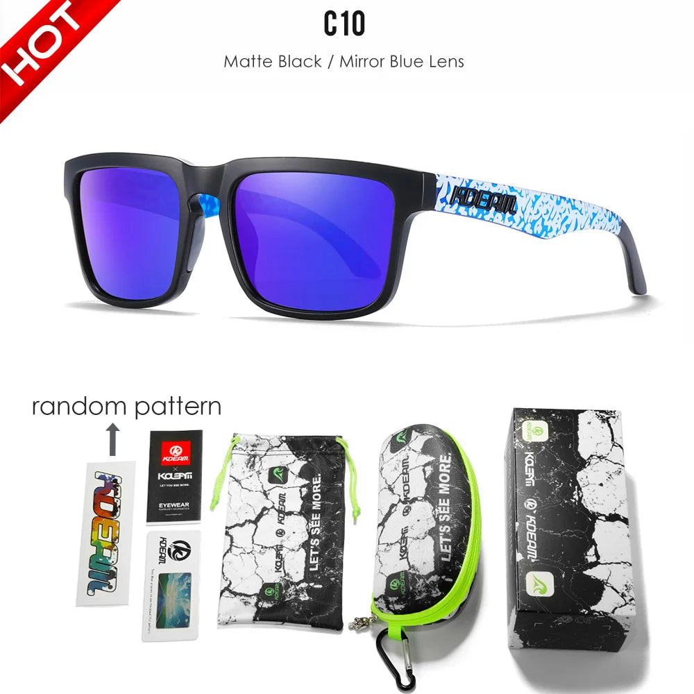 KDEAM All Black Men's Sunglasses Polarized And UV400 Protection Lens Driving Fishing Glasses Mirror With Complete Package