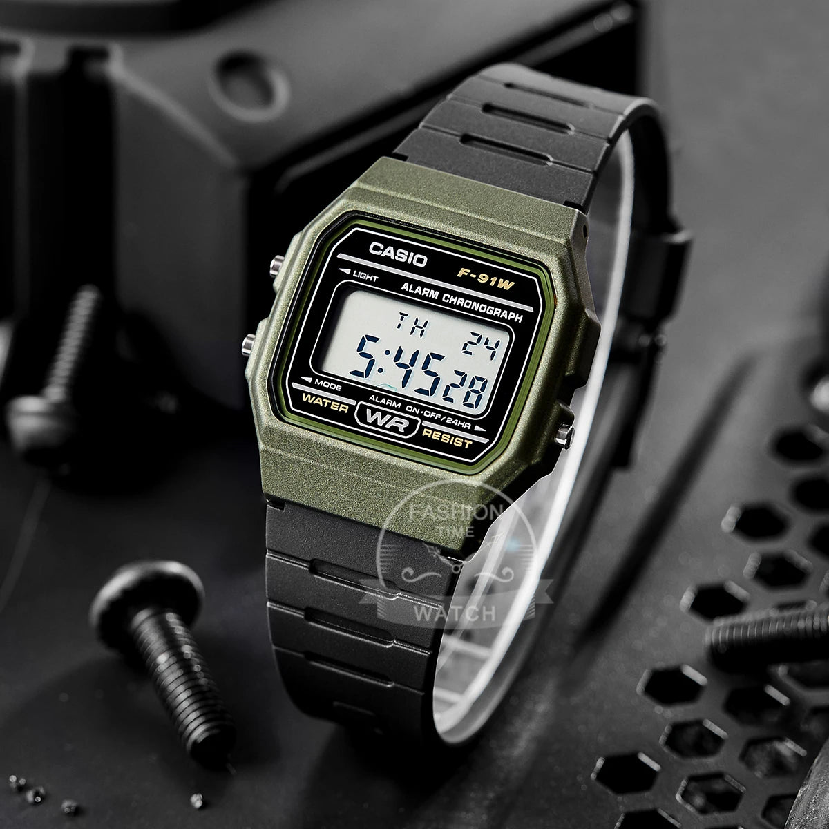 Casio F-91WM-3A Men's Classic Digital Resin Watch - Olive Green/Black