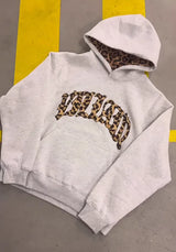 2025 European and American New Trendy High Street Leopard Print Loose Hooded Sweatshirt Casual Stacking Sweatpants