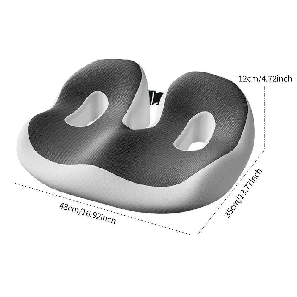 Pressure-resistant and breathable ergonomic seat cushion with slow-recovery filling and curved surface fitting the hips