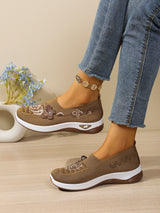 Comfort Women Closed Toe Mules Sandals Floral Embroidery Hollow Mesh Slip On Wedge Platform Lightweight Daily Walkin Lady Shoes
