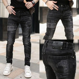 Men's Printed Stretch Slim Fit Denim Jeans