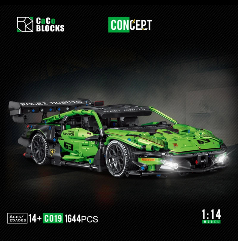 Technical Green Speed Racing Car Model Building Blocks Kit MOC Assembly Bricks Toys Desktop Collectible Holiday Gift For Kids