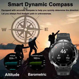 2025 New 1000mAh Battery Sports SmartWatch 1.73" AMOLED Screen 10ATM Waterproof Compass Altimeter Military T-Rex3 Smartwatch Men