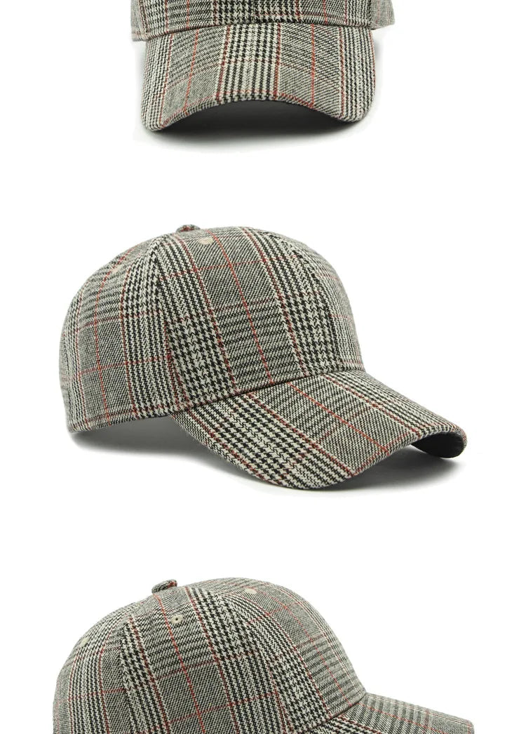 Unisex Checkered Baseball Cap with Adjustable Strap