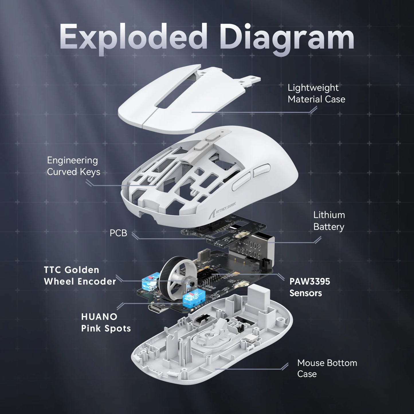 Attack Shark X6 Bluetooth Mouse Gaming Wireless Tri-Mode Connection,RGB Touch Magnetic Charging Base PAW3395 Macro Gaming Mouse