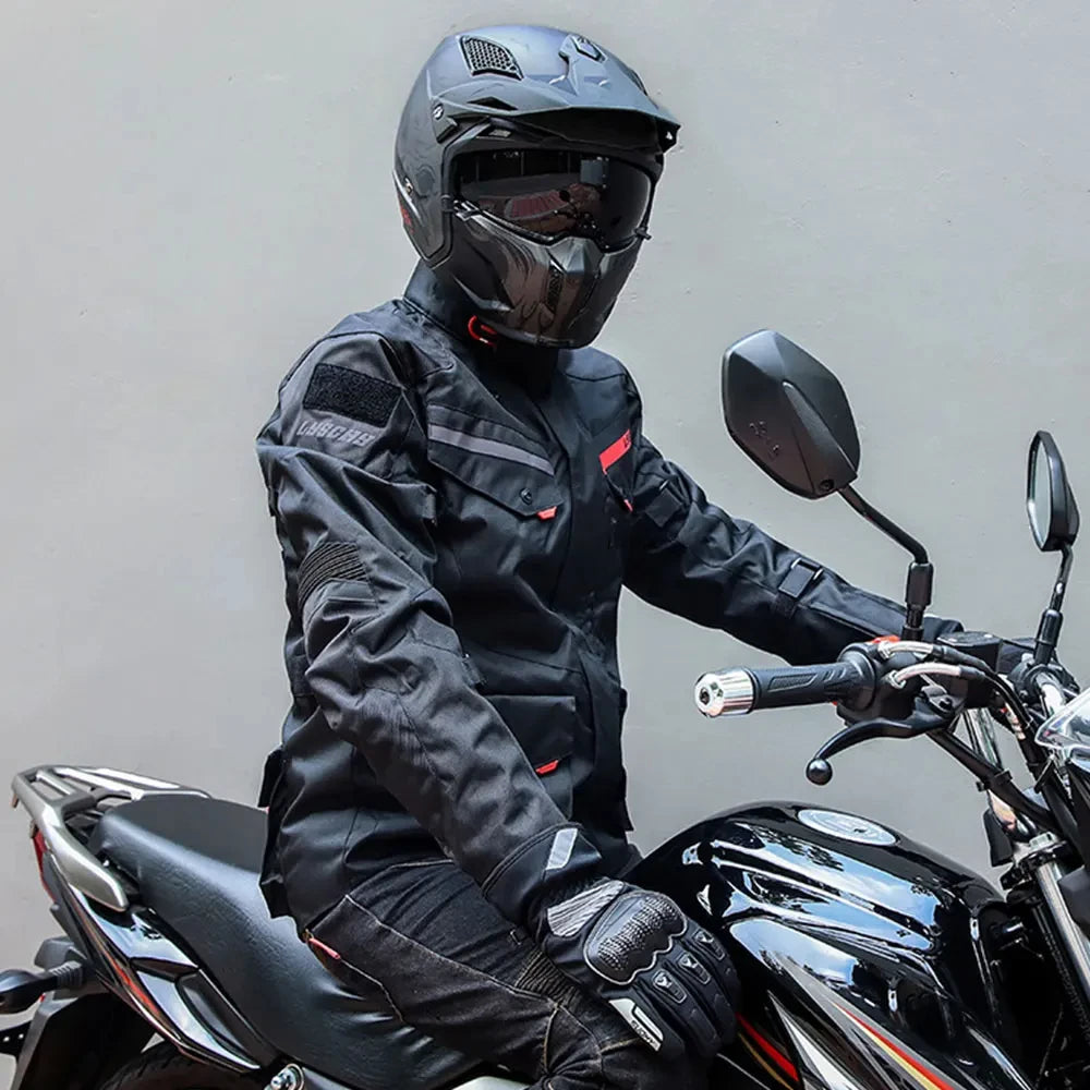 LYSCHY Motorcycle Jacket Pants Suit Cold-proof Waterproof Winter Men Motorbike Riding Moto Jacket Protective Gear Armor Clothing