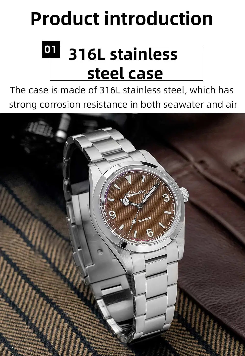 ADDIESDIVE 36mm Men Watch Luxury 200m Waterproof Super Luminous Bubble Glass Stainless Steel Wrist Watch Quartz Watches For Men