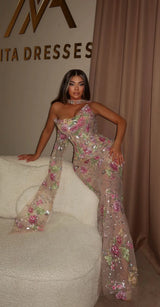 Sansa Strapless Mermaid Evening Gown | Lace & Sequin