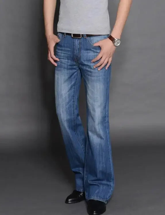 Men's Flared Jeans with Mid-Rise Waist
