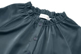 Elegant Ruffled-Neck Satin Dress