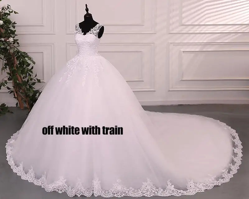 Pure White Wedding Dresses Elegant Boat Neck Ball Gown Simple Vestido De Noiva Plus Size Robe De Mariee