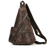 Single Shoulder Bagpack Genuine Leather Chest Bag Outdoor Riding Bag Chest Packs For Biker Men Male Sling Bags Cow Leather