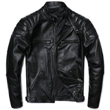 2025 Vintage Brown Genuine Leather Jacket Real Natural Cowhide Men Motorcycle Biker Coat Mens Slim Calf Skin Coat