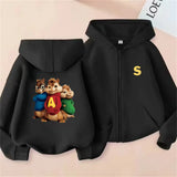 Kids’ Purple Cartoon Zip-Up Hoodie