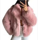 Gradient Faux Fox Fur Overcoat