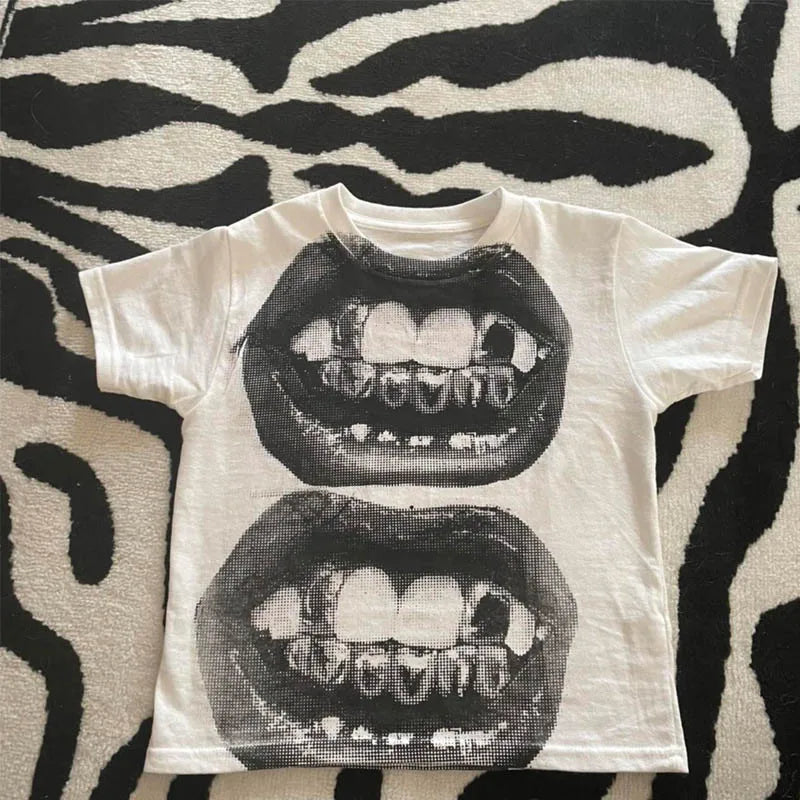 Y2K Punk Gothic Short Sleeve Tee for Women