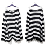 Gothic Striped Distressed Unisex Sweater