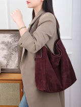 Soft Suede Cow Leather Women's Shoulder Crossbody Bags Luxury Designer Brand Ladies High Quality Large Tote Bag Autumn Winter