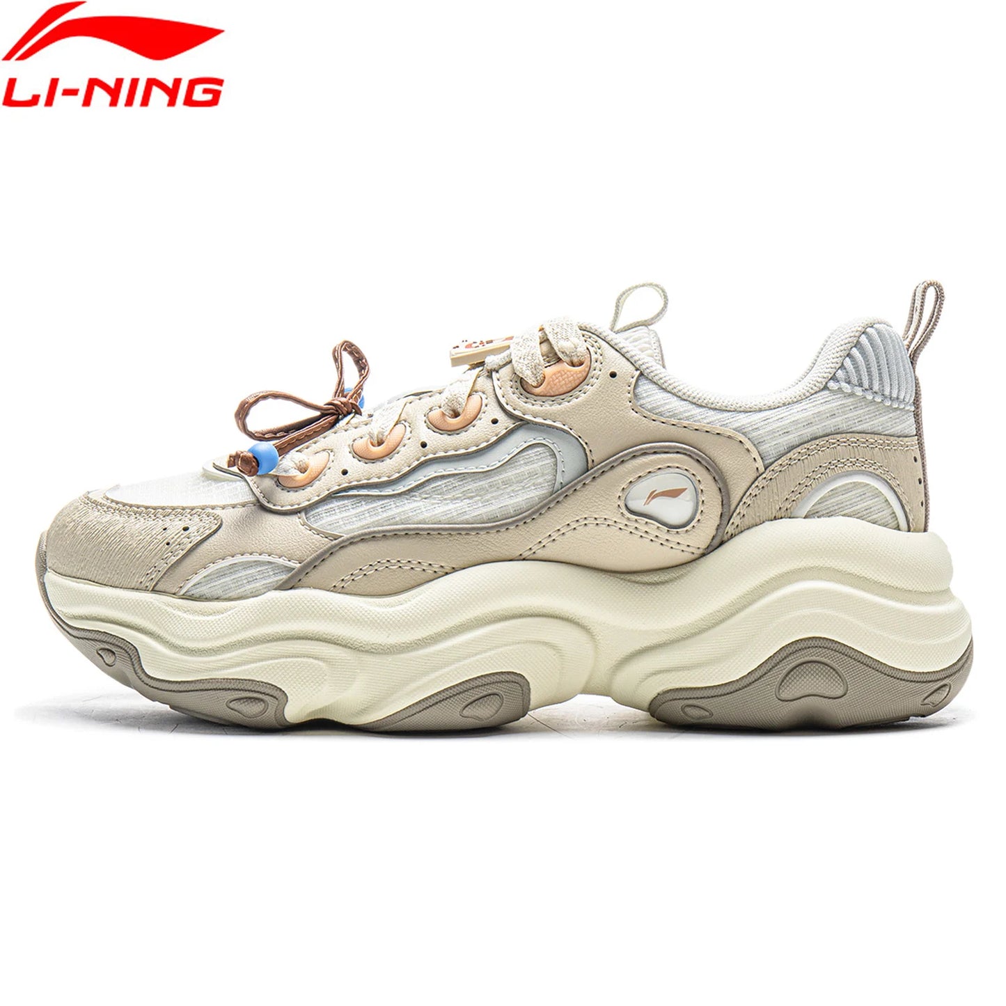 Li-Ning Women's MIA Lifestyle Shoes Wearable Reflective Retro Thick Heel Sports Shoes LiNing Classic Casual Sneakers AGCV276