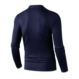 Men's Zipper Polo Shirt – Solid Color Long Sleeve