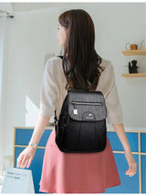 Women's Leather Backpack with Organizer Pockets