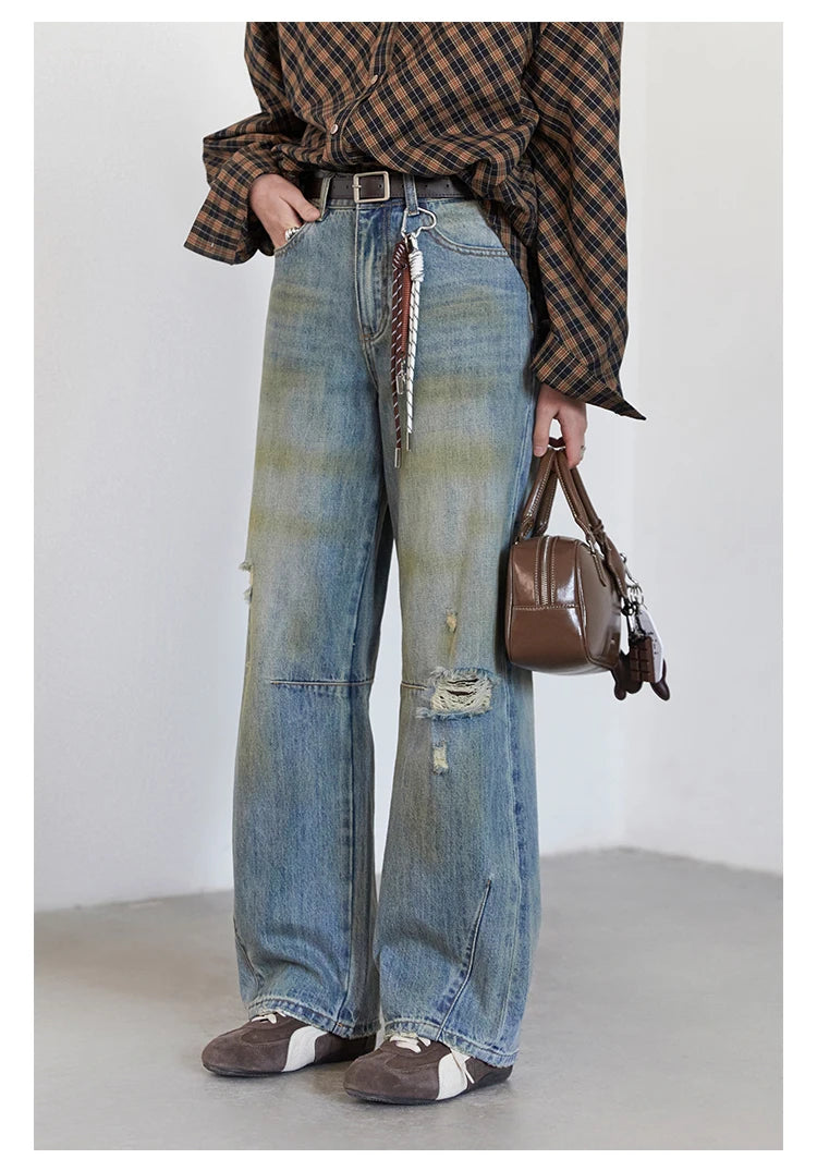 CHIC VEN Retro Women's Jeans Loose Casual  New High Waisted Wide Legs Denim Pant Female Trousers Spring Autumn 2025