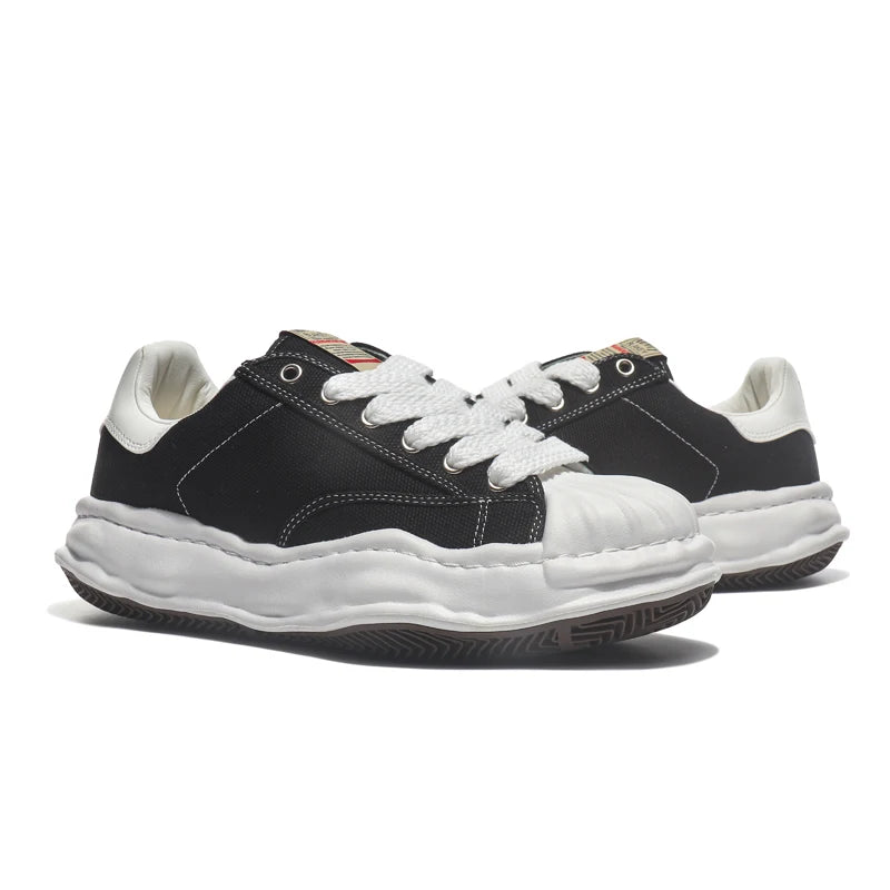 Unisex Thick Sole Board Sneakers — Breathable Lace-Up Casual Walking Shoes