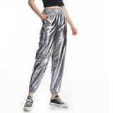 Women's Sparkly High-Waist Straight-Leg Pants